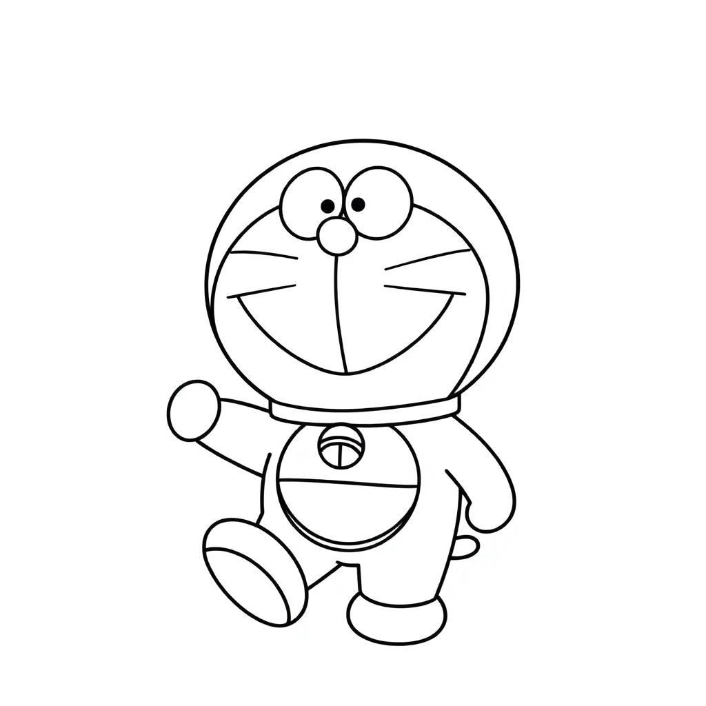 Doraemon line art clear black and white صفحات التلوين