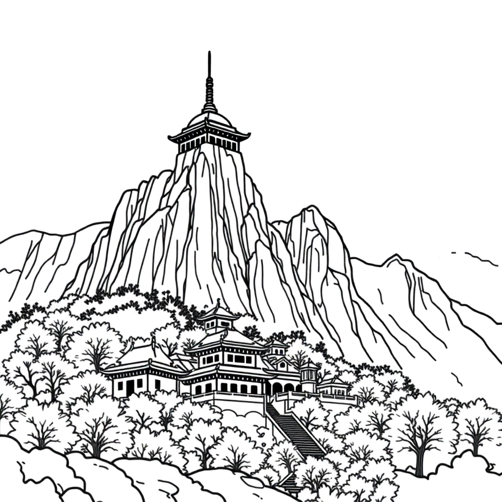 Look up at Mount Tai صفحات التلوين