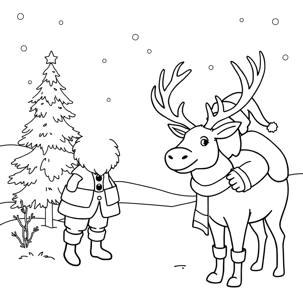 Santa Claus elk snow صفحات التلوين