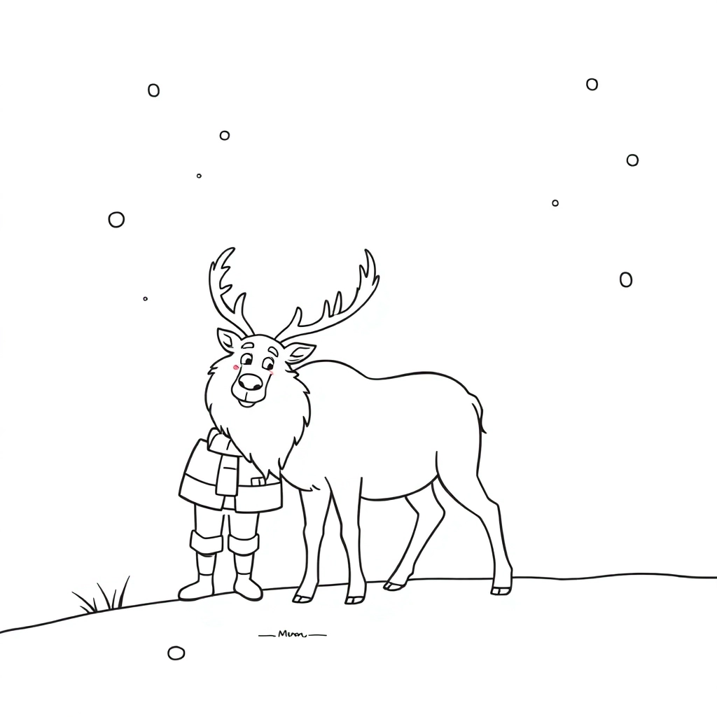 cute Santa Claus elk snow صفحات التلوين