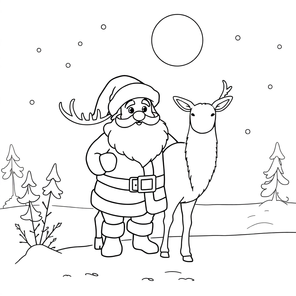 cute Santa Clauselksnow صفحات التلوين