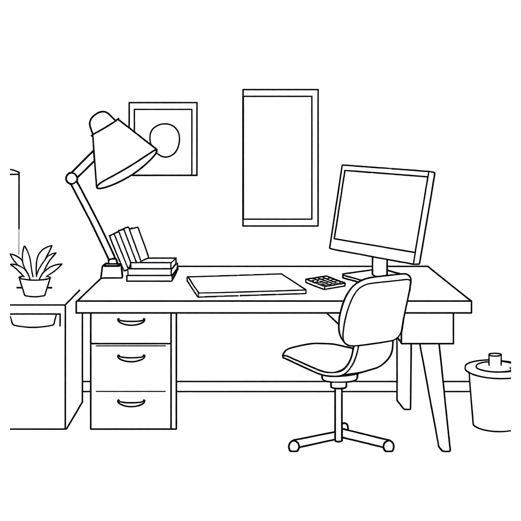 school desk  صفحات التلوين