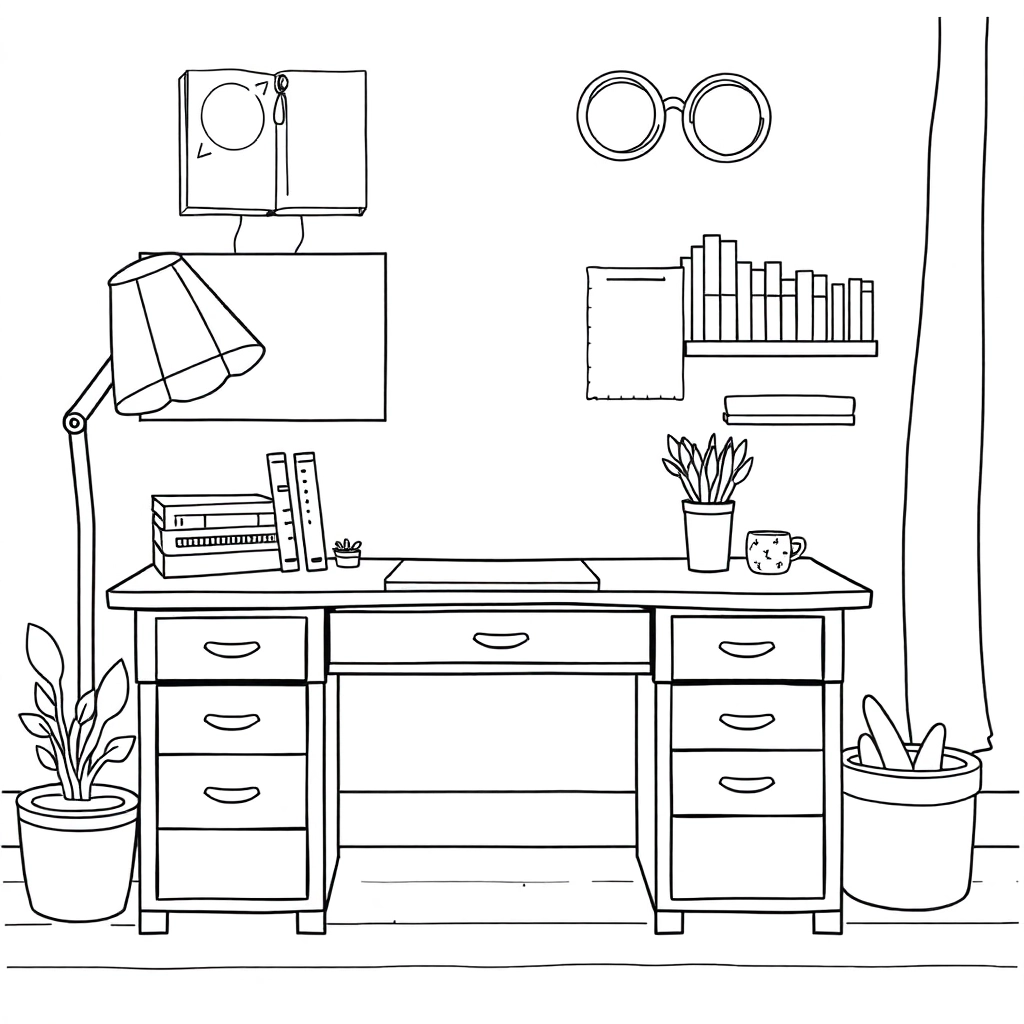 school desk  صفحات التلوين