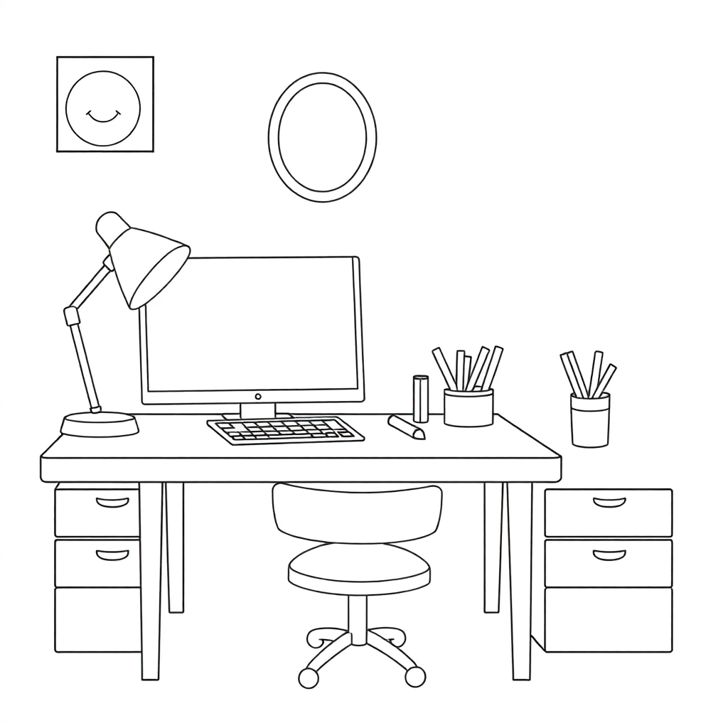school desk صفحات التلوين