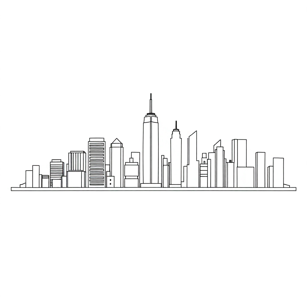 简笔画城市轮廓 صفحات التلوين