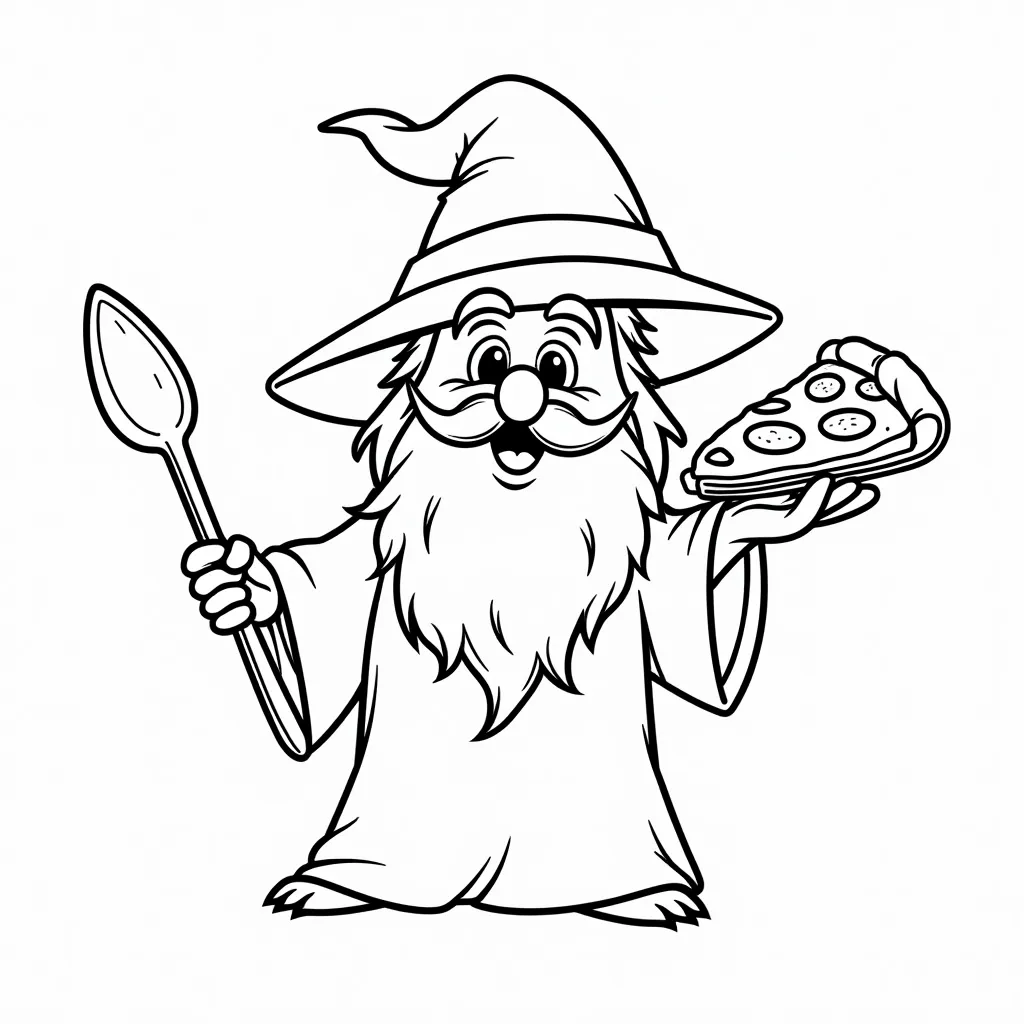 cute pizza wizard coloring pages