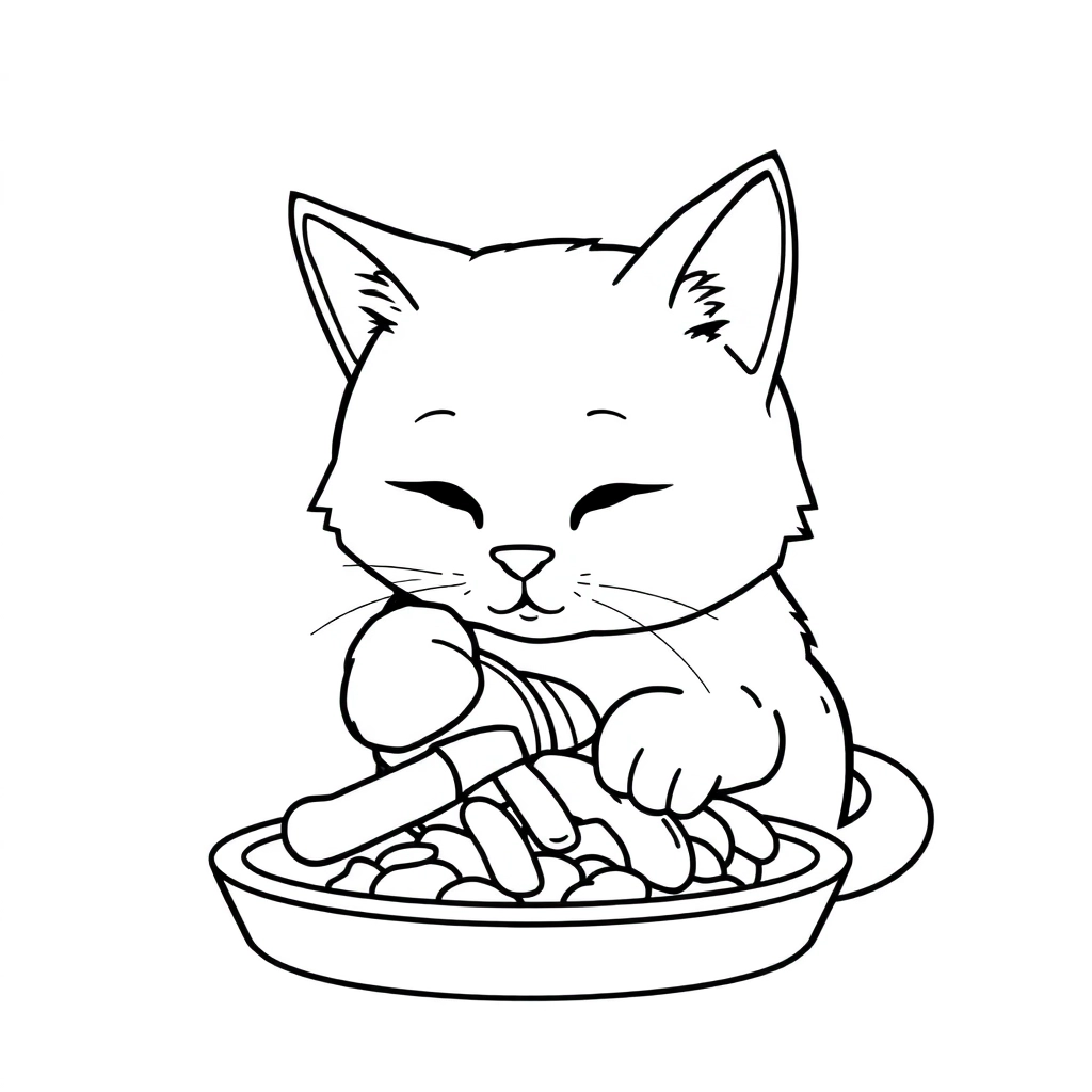 蓝猫吃猫粮 صفحات التلوين