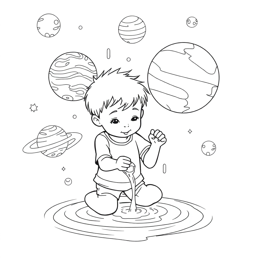 boy watering planets صفحات التلوين