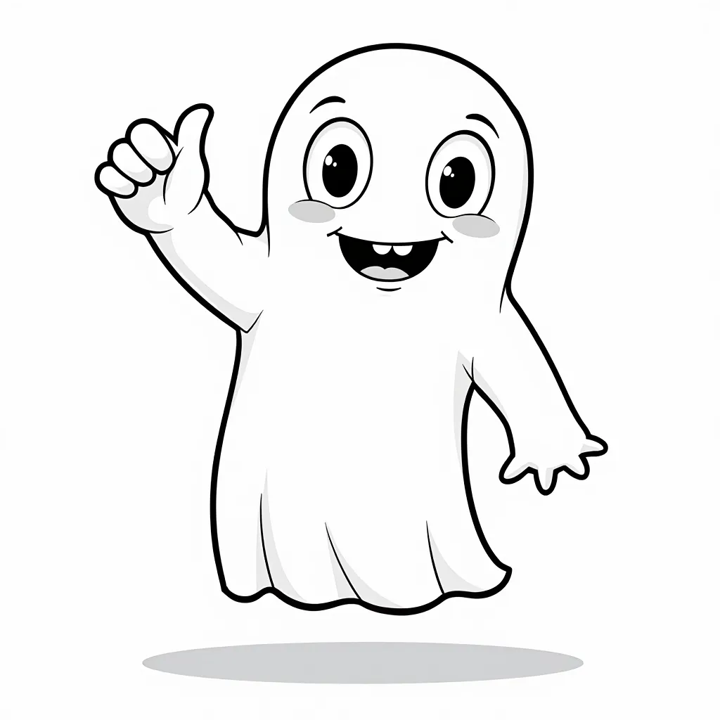 Ghost giving a thumbs down with the word Boo coloring pages