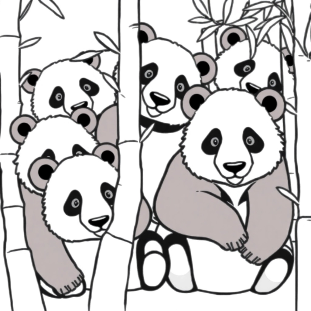 Giant pandas eat bamboo in China صفحات التلوين