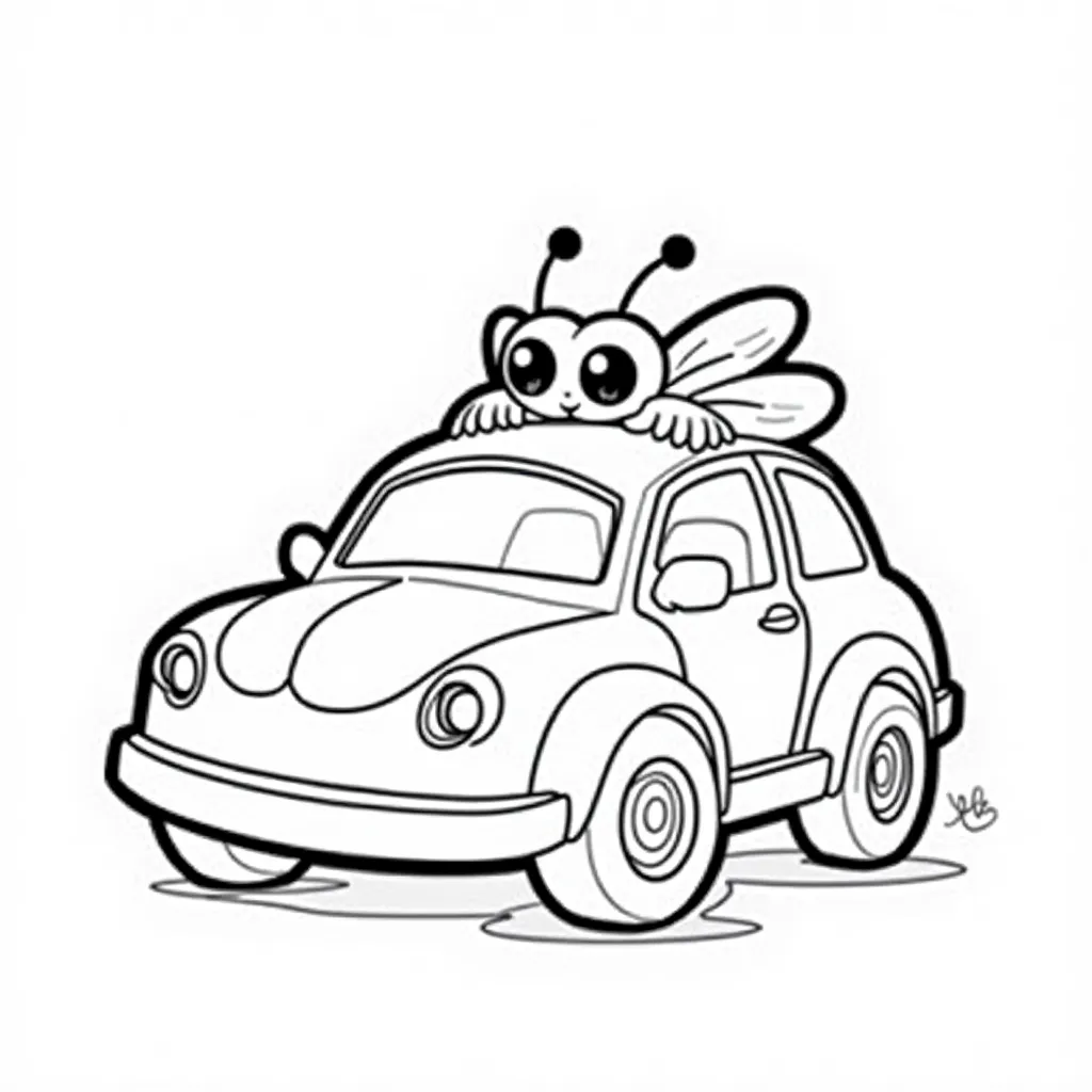 CAR WITH FLY coloring pages