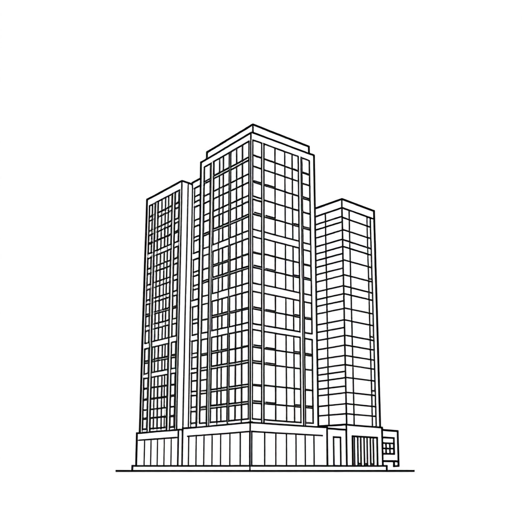 The side of modern highrise buildings صفحات التلوين