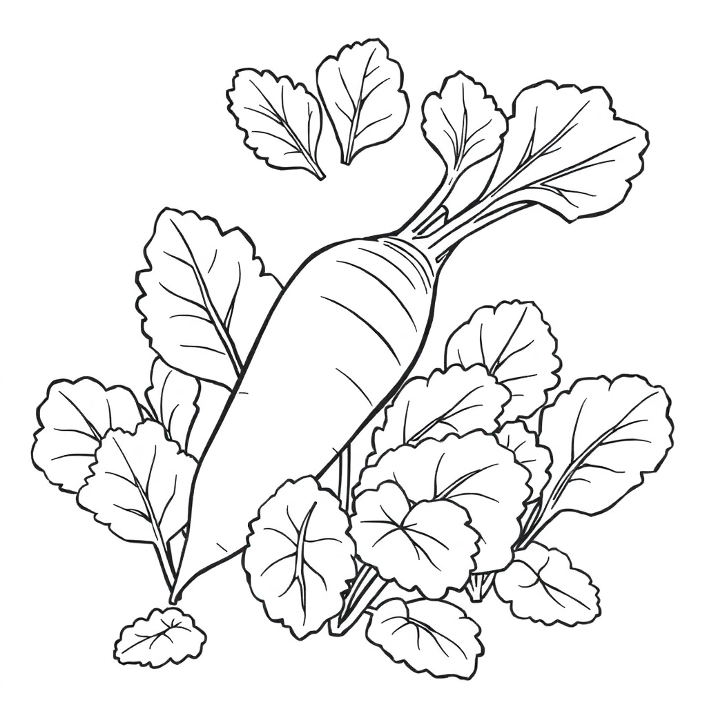 The bottom of the garden and the radish with three leaves صفحات التلوين