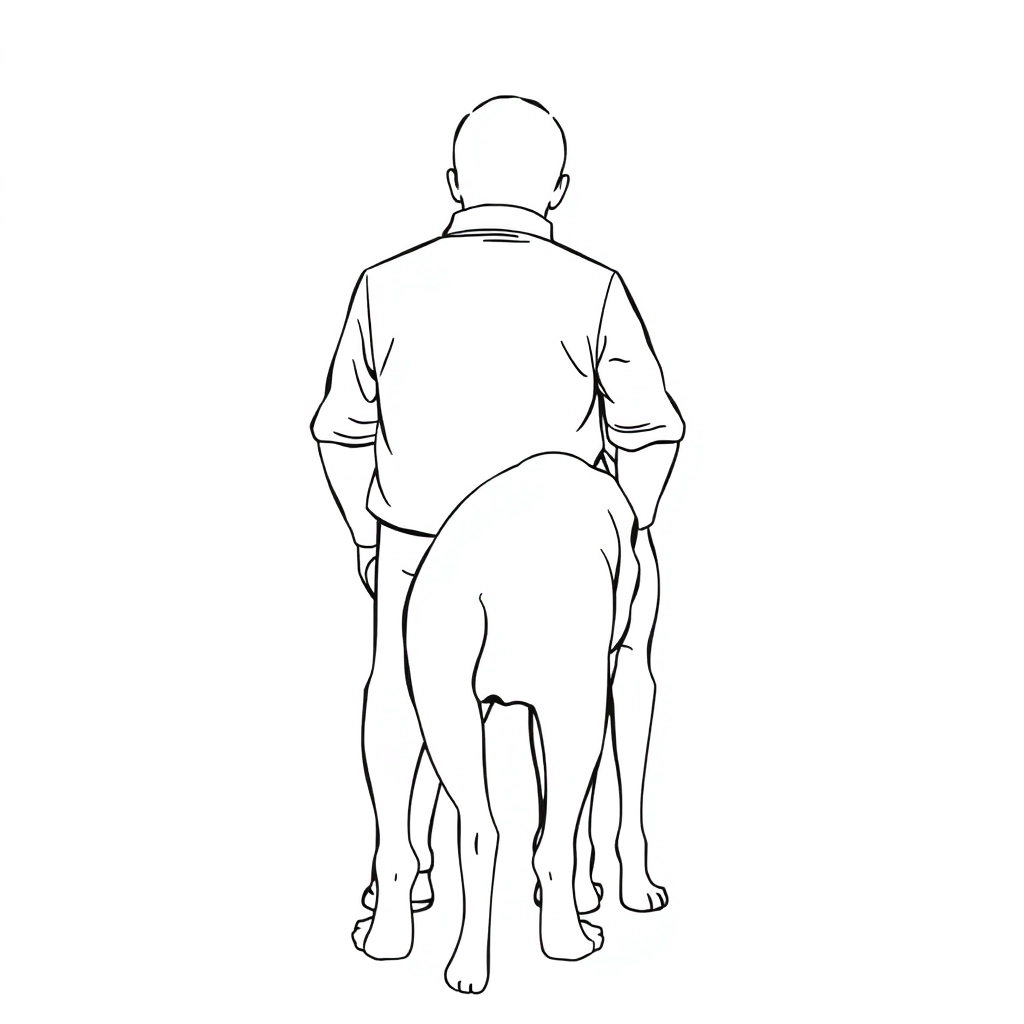 men walk with dog from back view صفحات التلوين