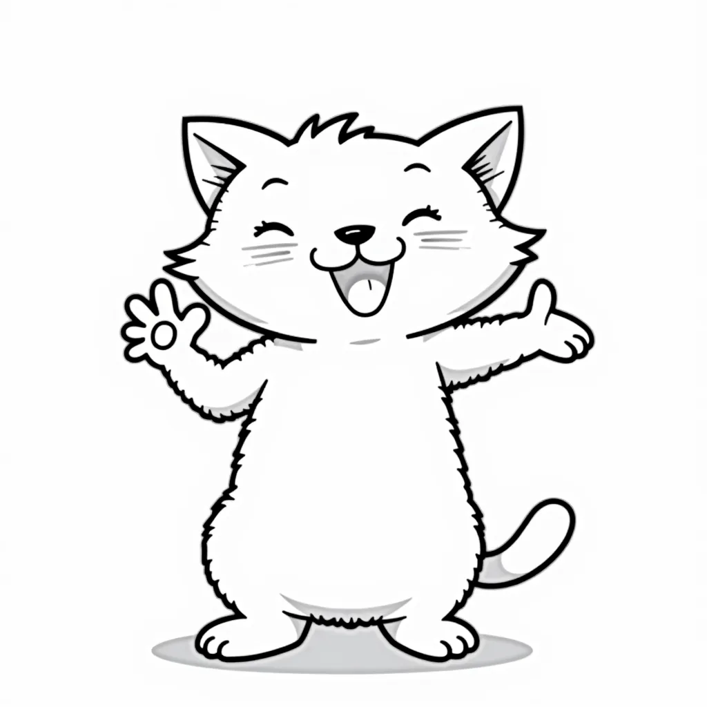 cat with hang loose hand sign coloring pages