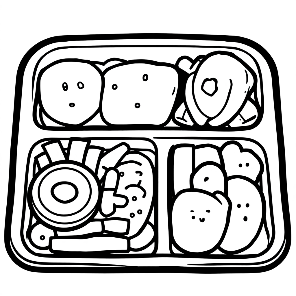 Draw a disposable lunch box Páginas para Colorear