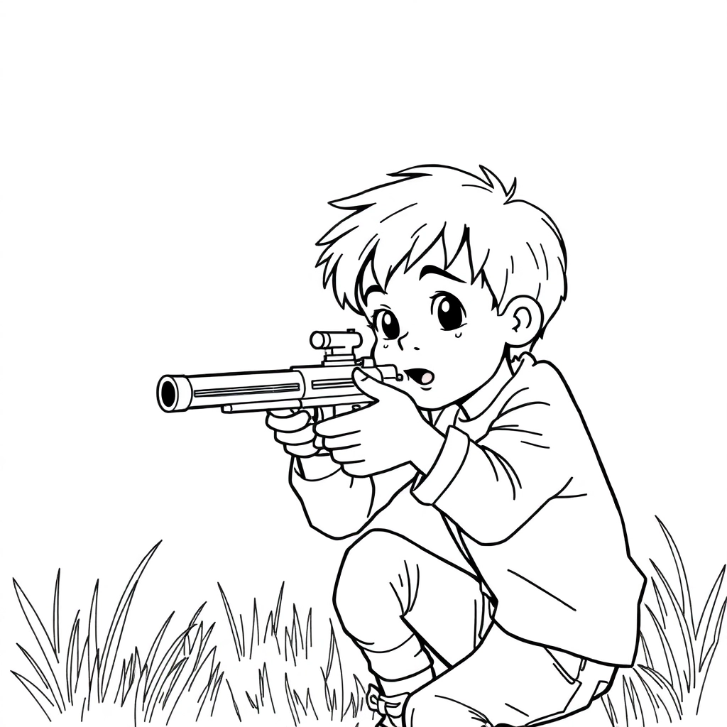 Boy's shooting position Páginas para Colorear