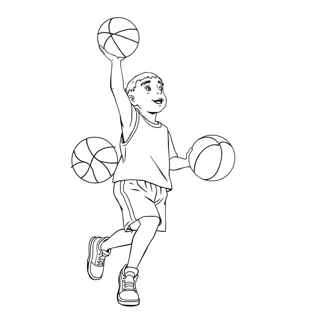 Shooting Basketball Posture boy Páginas para Colorear