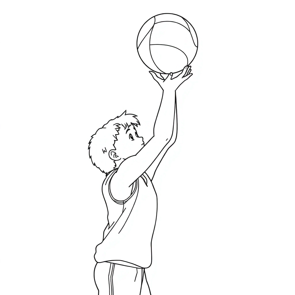 Shooting Basketball Posture boy Side Back Páginas para Colorear