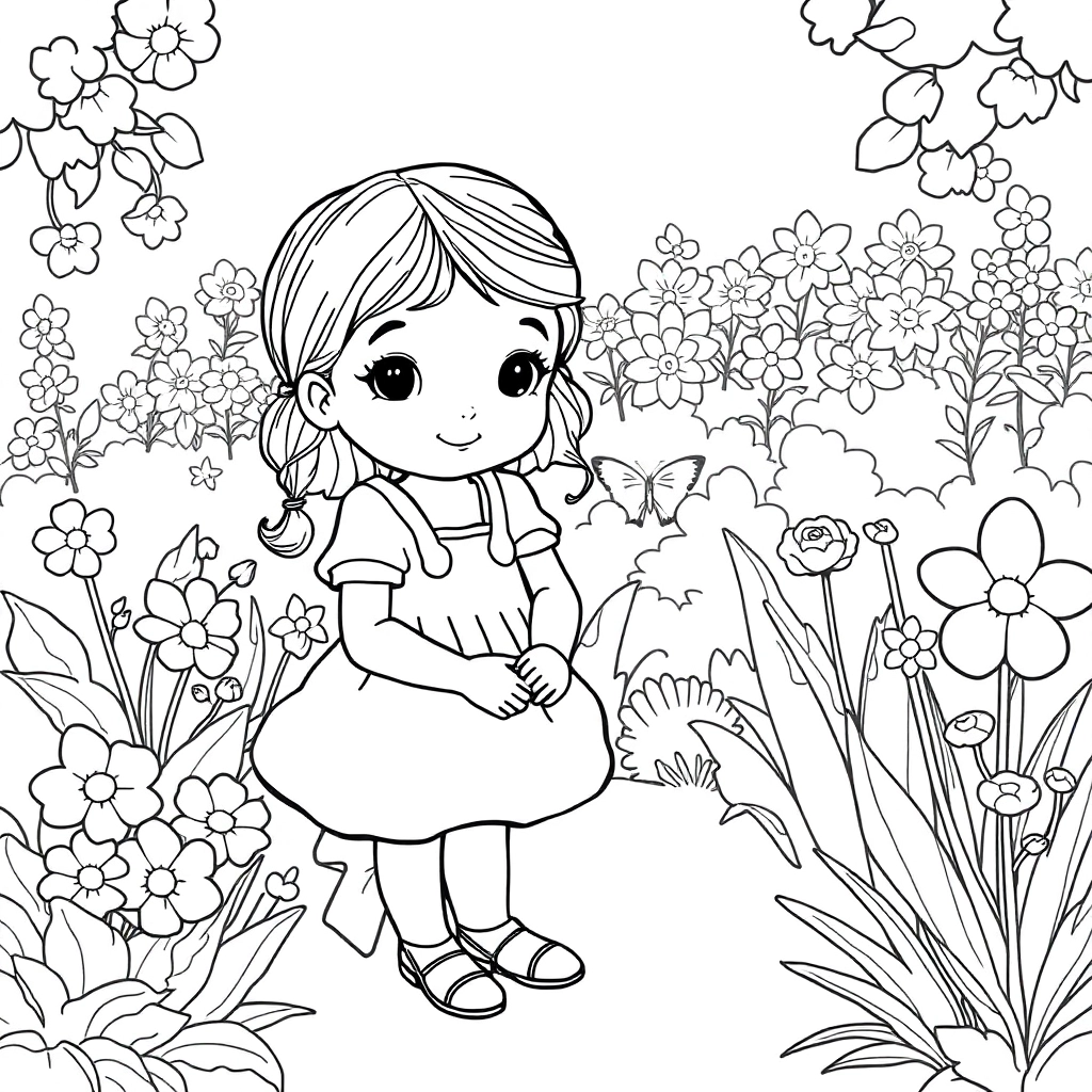 花园的小女孩 صفحات التلوين