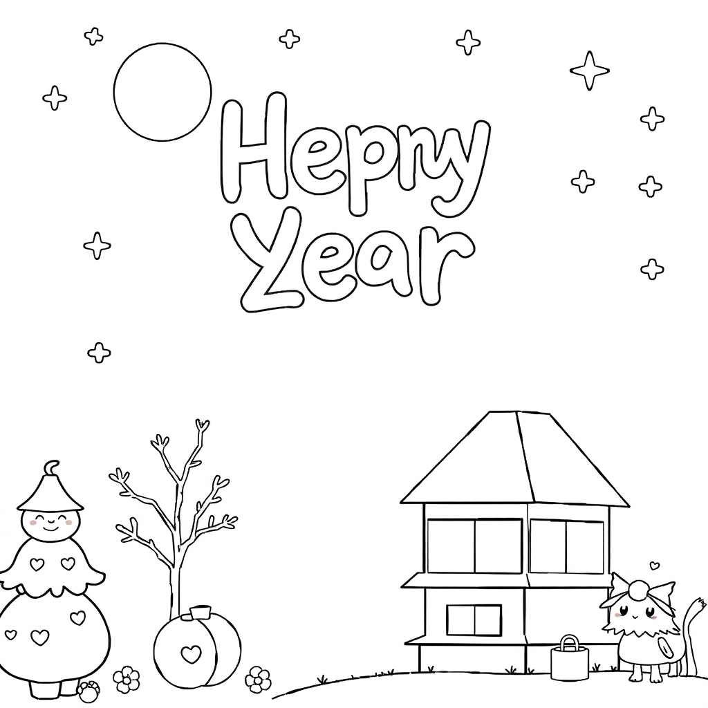 2025新年 صفحات التلوين