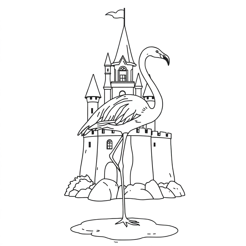 castle flamingo Páginas para Colorear