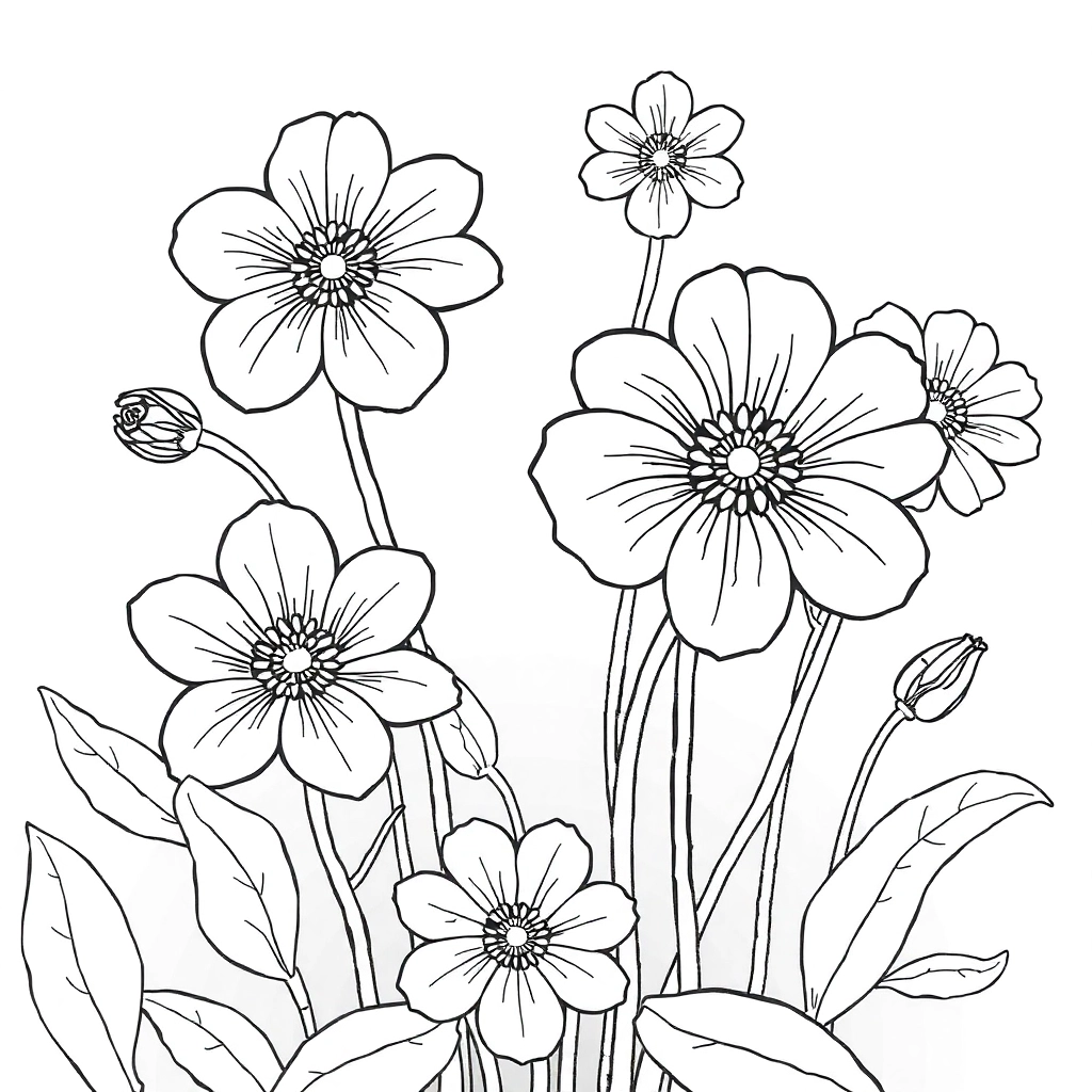 two flower Páginas para Colorear