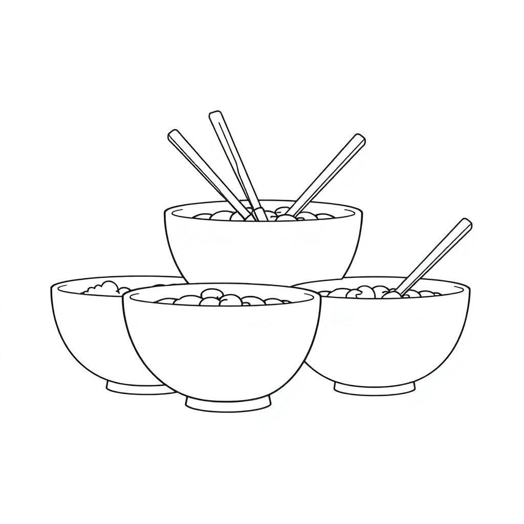 三個碗 Páginas para Colorear