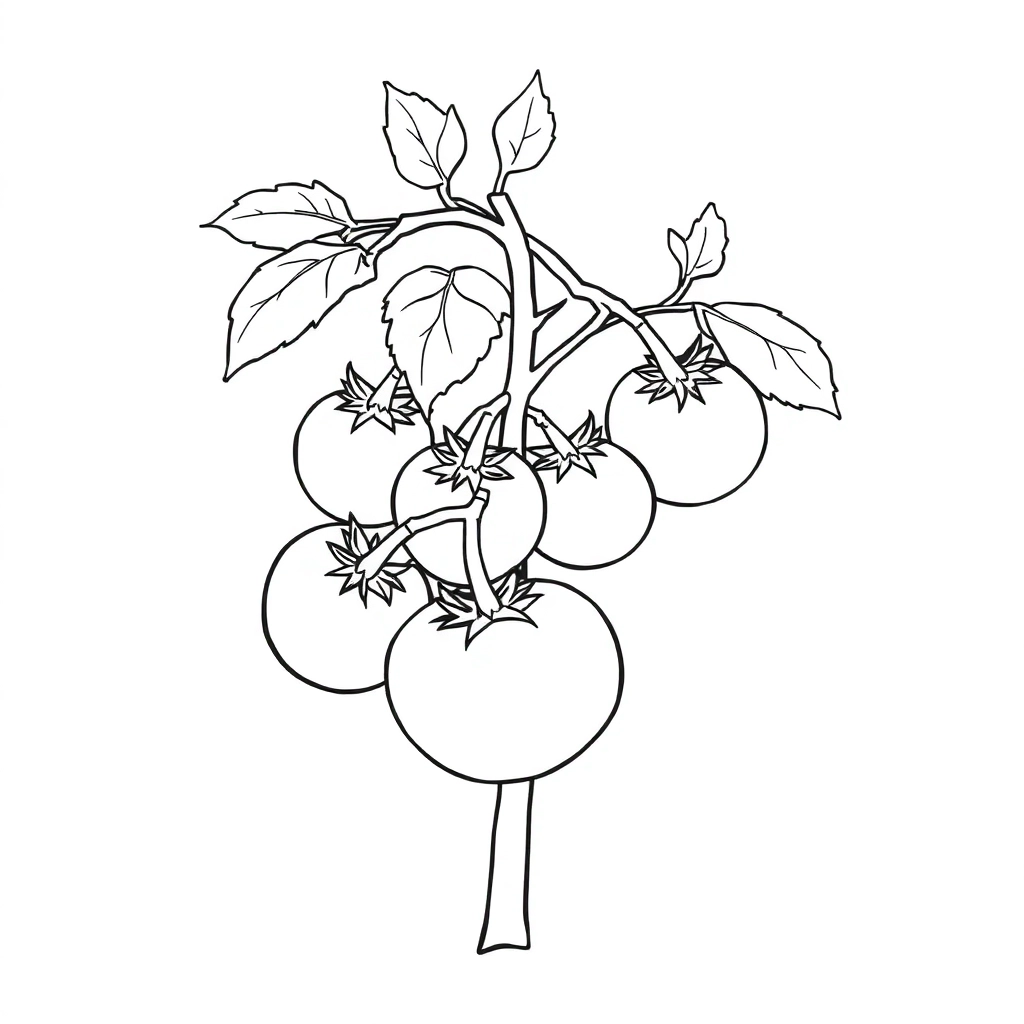 tomato plant with small tomatoes Coloring Pages