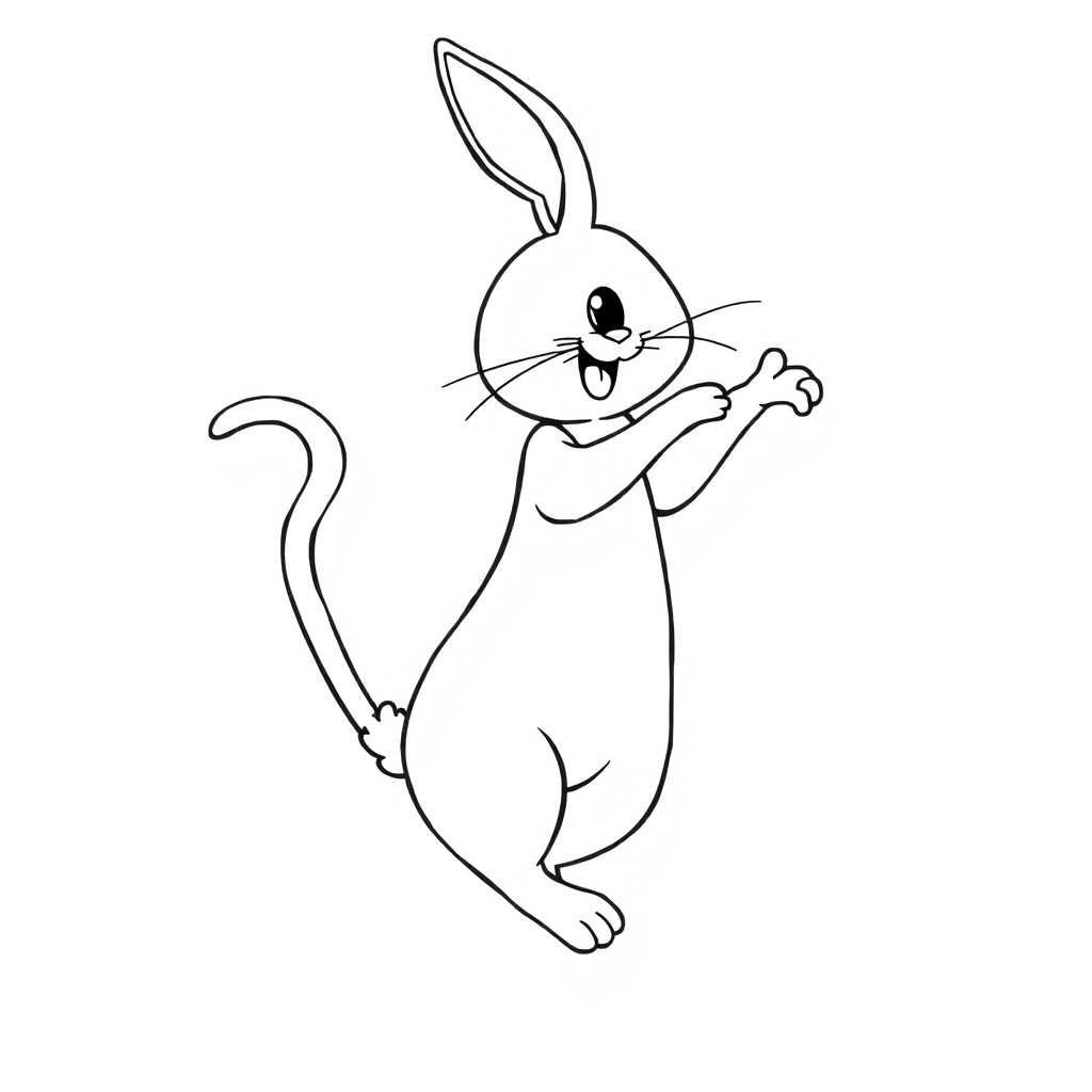 Cat dance with robbit Coloring Pages