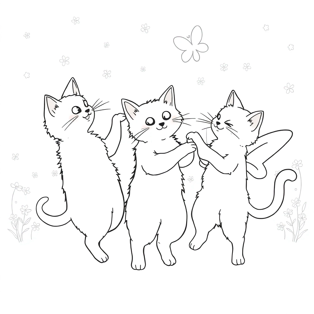 Cat dance with another cat background with farry Coloring Pages