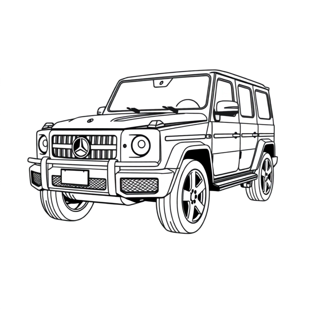 I want to create a sketch of the MercedesBenz GClass صفحات التلوين