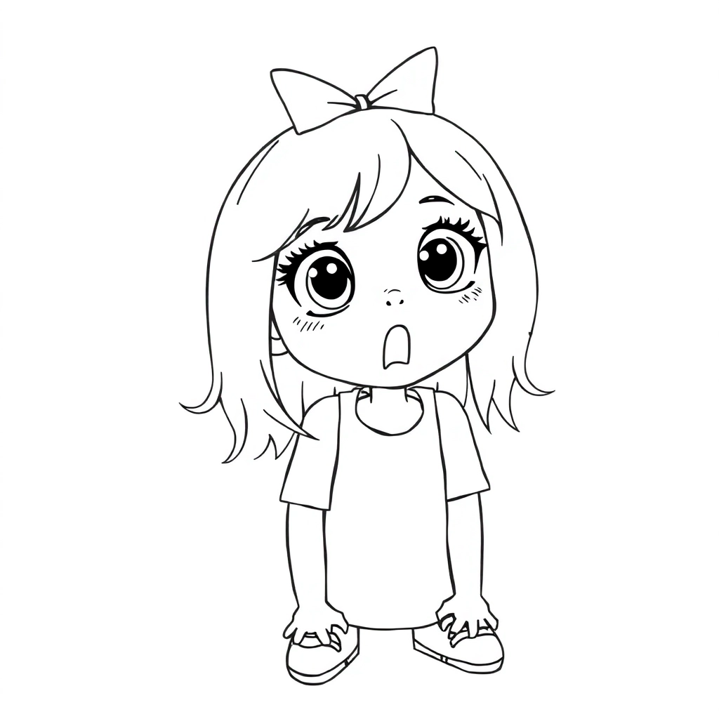 Surprised girl drawn line صفحات التلوين