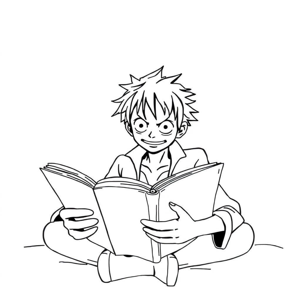 路飞在读书 Coloring Pages