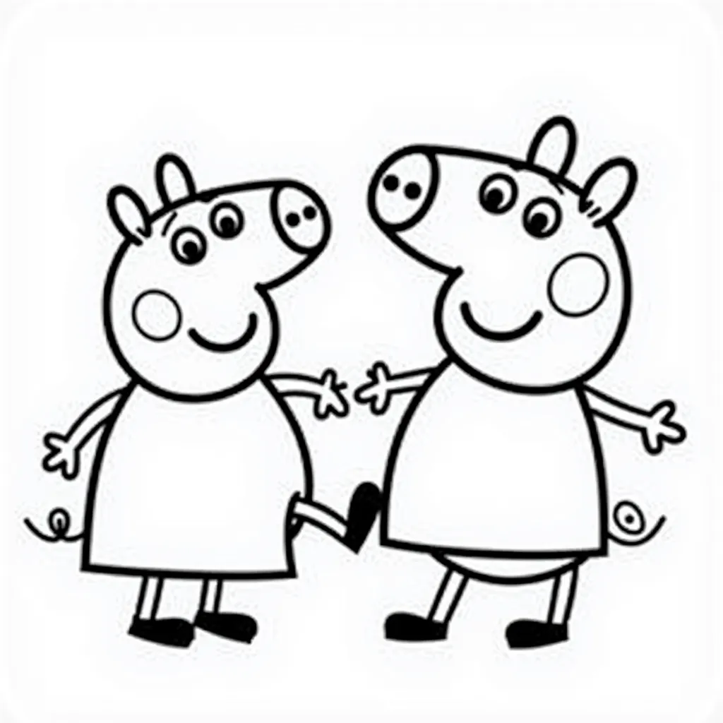 Pepa pig kicking mickey mouse  coloring pages