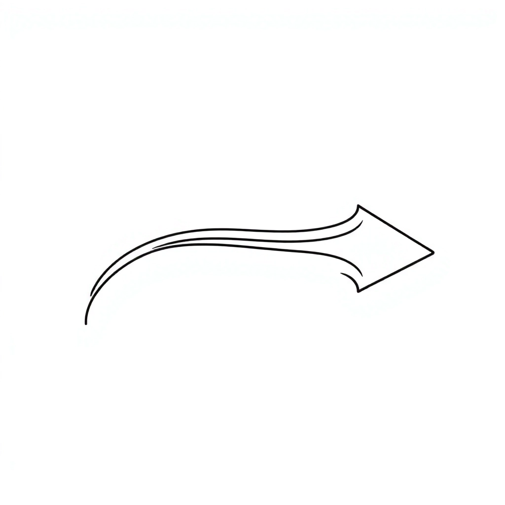 一个有弧度的箭头 Coloring Pages