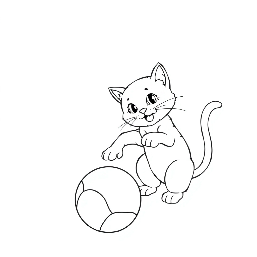可爱的猫咪在玩球 Páginas para Colorear