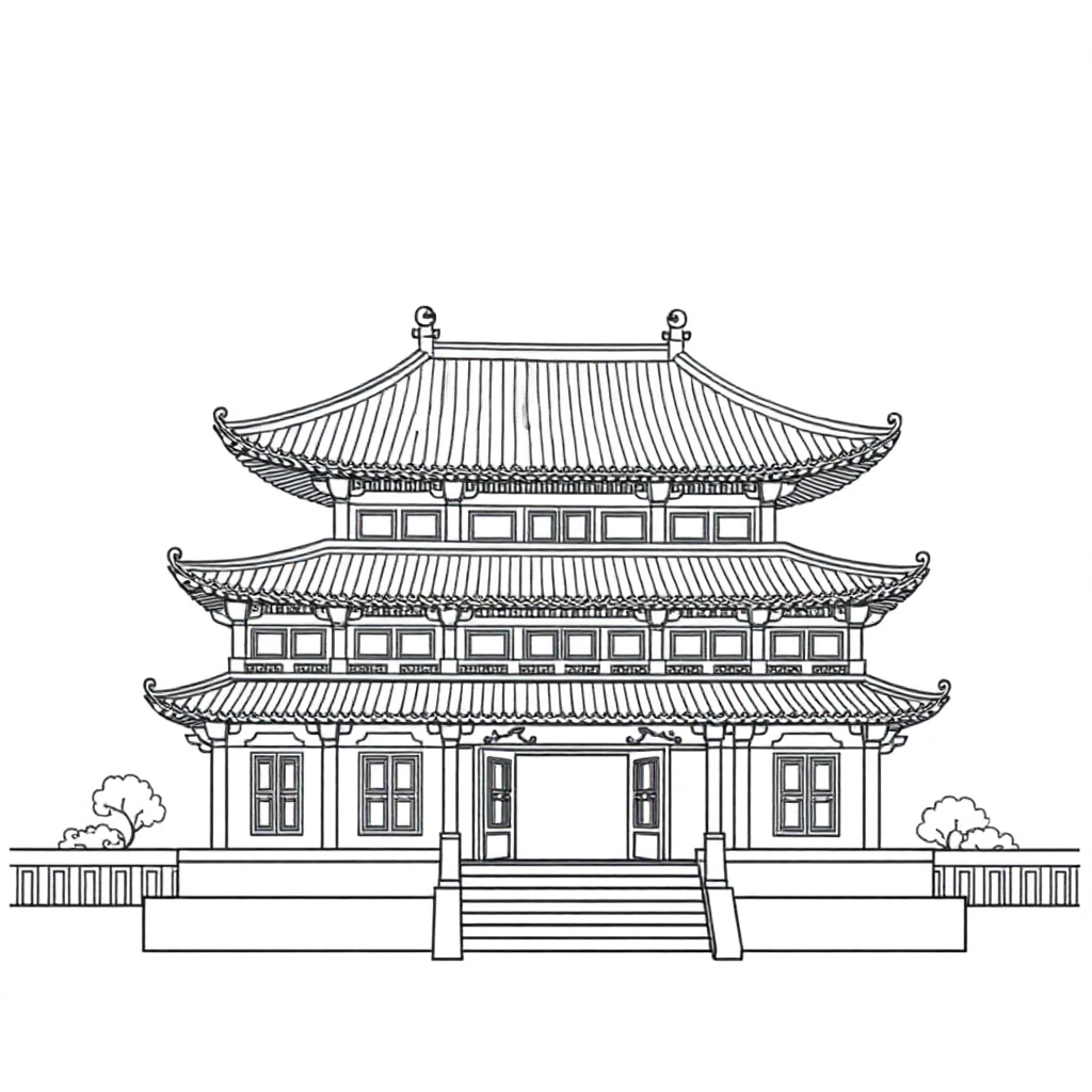 中国古建筑 صفحات التلوين