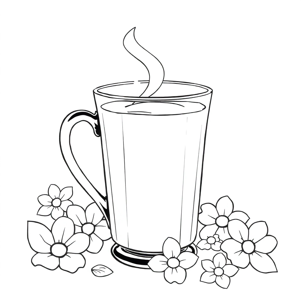一个美女在喝奶茶 Páginas para Colorear