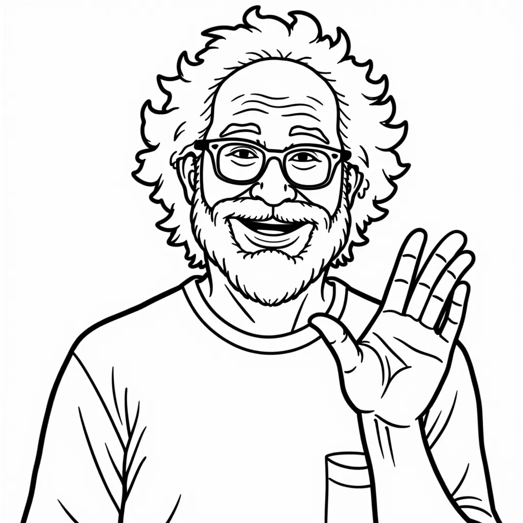 Jerry Garcia giving peace sign coloring pages