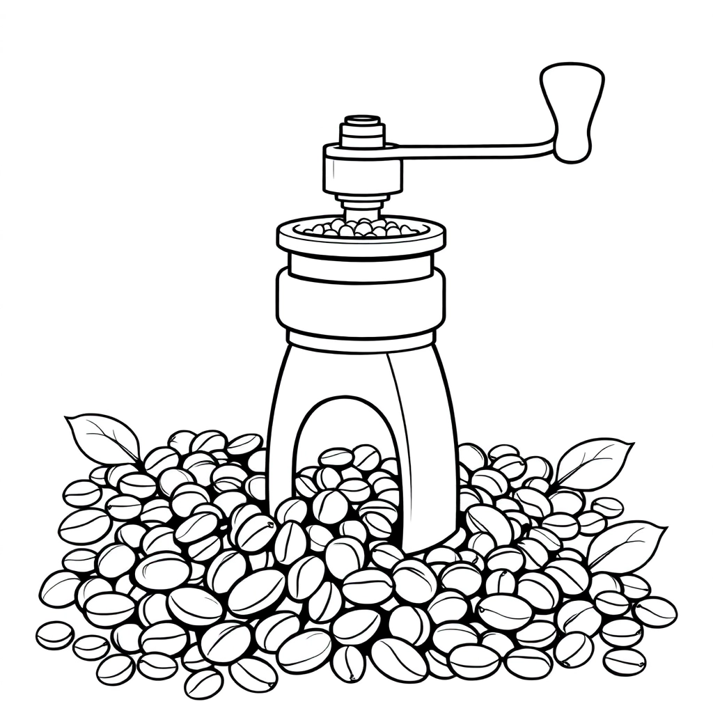 咖啡豆手摇研磨器 Coloring Pages