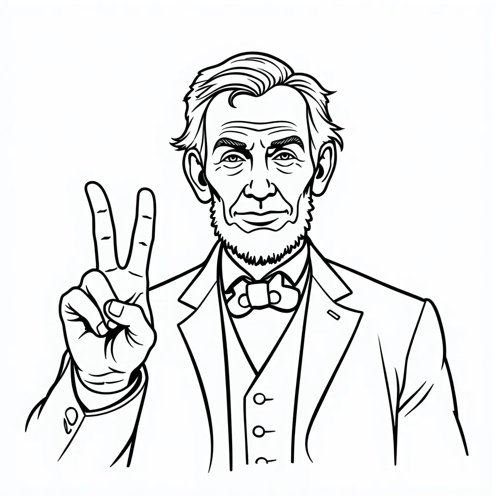 abraham lincoln giving peace sign coloring pages