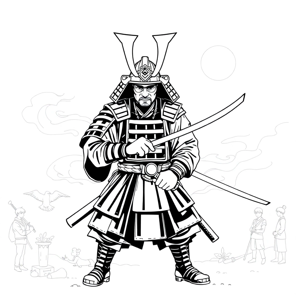 日本武士 صفحات التلوين
