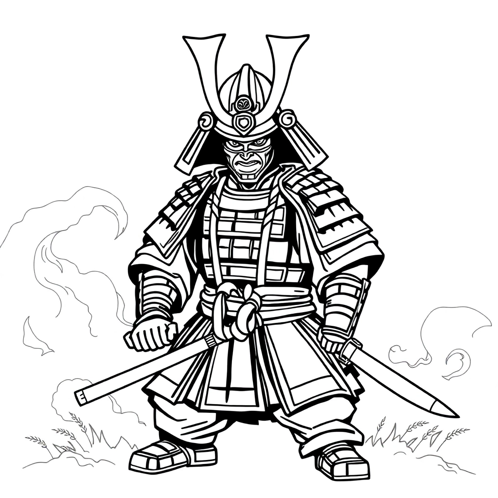 白色线稿武士 صفحات التلوين