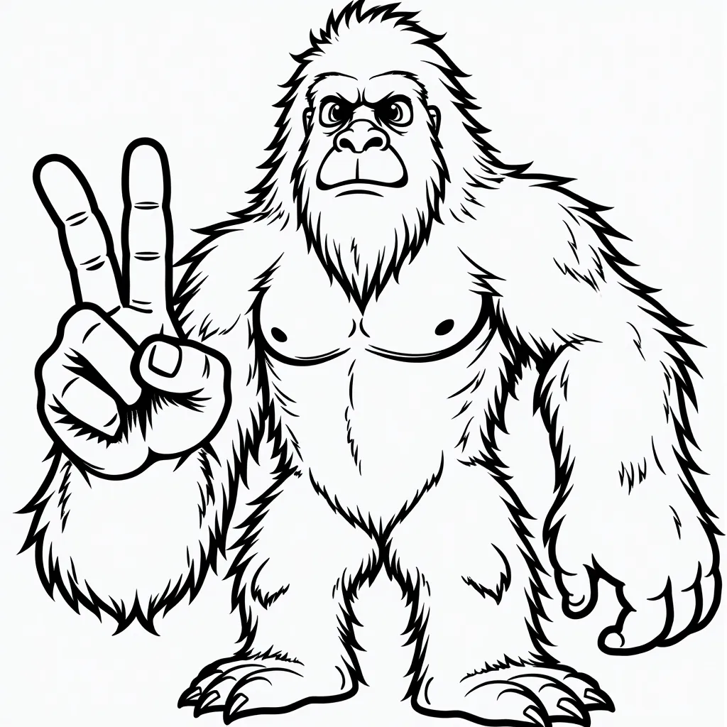 Bionic Bigfoot giving peace sign coloring pages