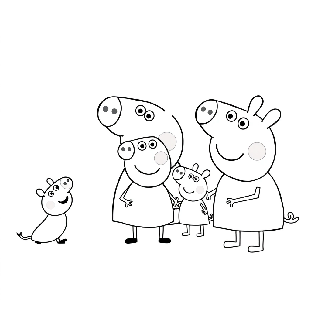 Peppa Pig中的一家人 Coloring Pages