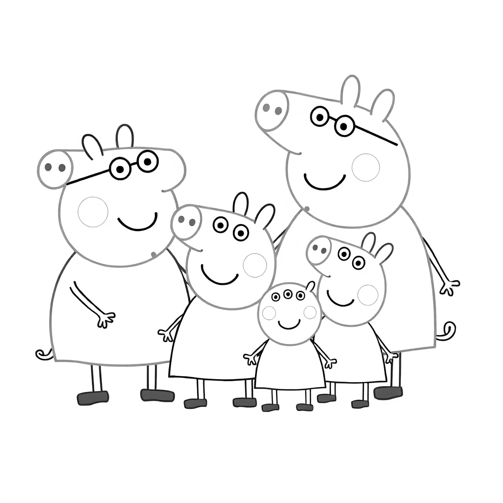 Peppa Pig中的一家人 Coloring Pages
