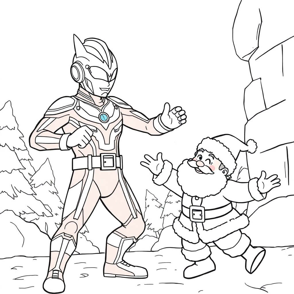 Ultraman fights Santa Claus Coloring Pages
