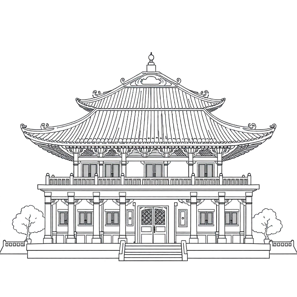 chinese ancient architecture Páginas para Colorear