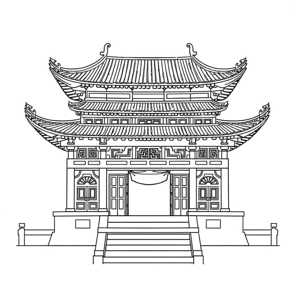 chinese ancient architecture Páginas para Colorear